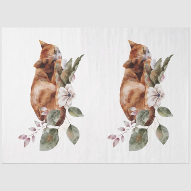Papel De Seda Autumn Animal and Floral Series Design 23 (Frente )
