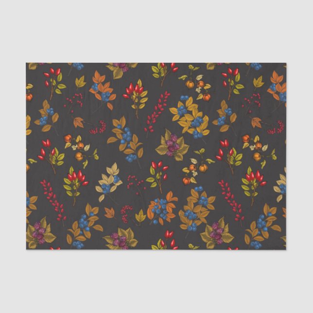Papel De Seda Autumn berries on chocolate brown 2 (Frente )