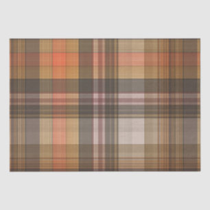 Papel De Seda Autumn Brown e Orange Xadrez