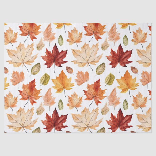 Papel De Seda Autumn Fall Deixa Terracotta Brown Boho Padrão (Frente )