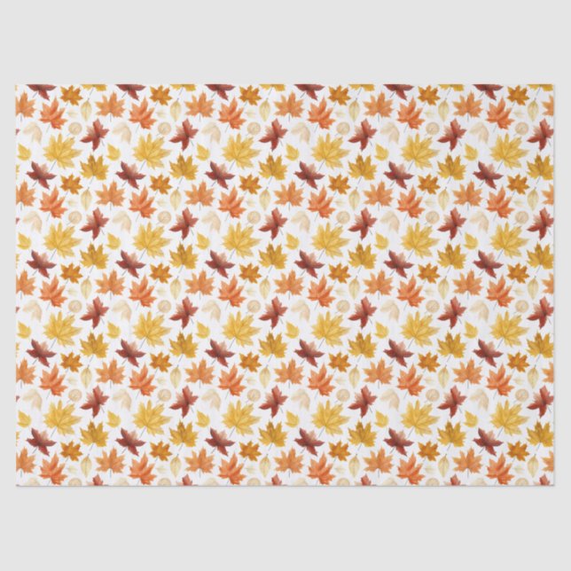 Papel De Seda Autumn Fall Deixa Terracotta Brown Boho Padrão (Frente )