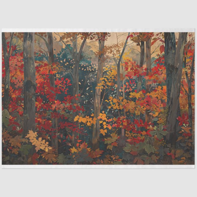 Papel De Seda Autumn Foliage Colorful Woods Decoupage (Frente )
