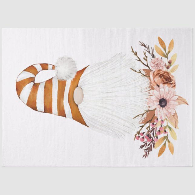 Papel De Seda Autumn Gnomo e Decoupage Floral (Frente )