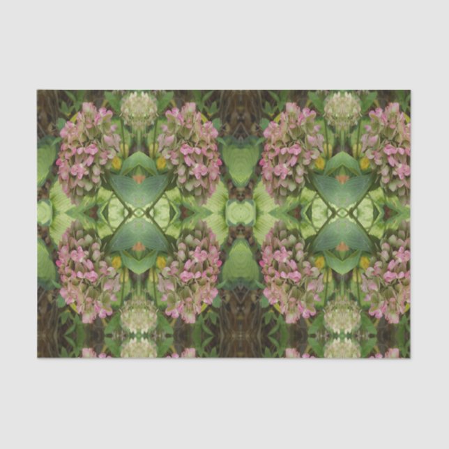 Papel De Seda Autumn Hydrangea Bloom com Ouro Hosta Leaves (Frente )