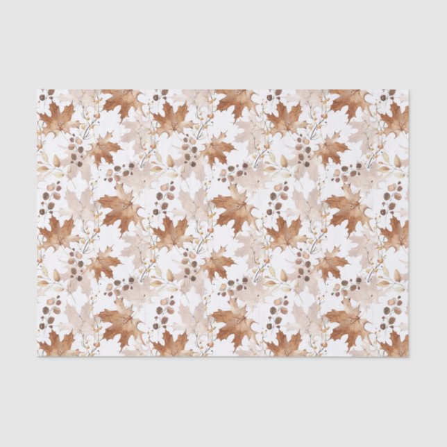 Papel De Seda Autumn Maple deixa o padrão de ação de graças (Frente )