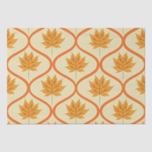 Papel De Seda Autumn Orange Maple deixa no padrão Ogee