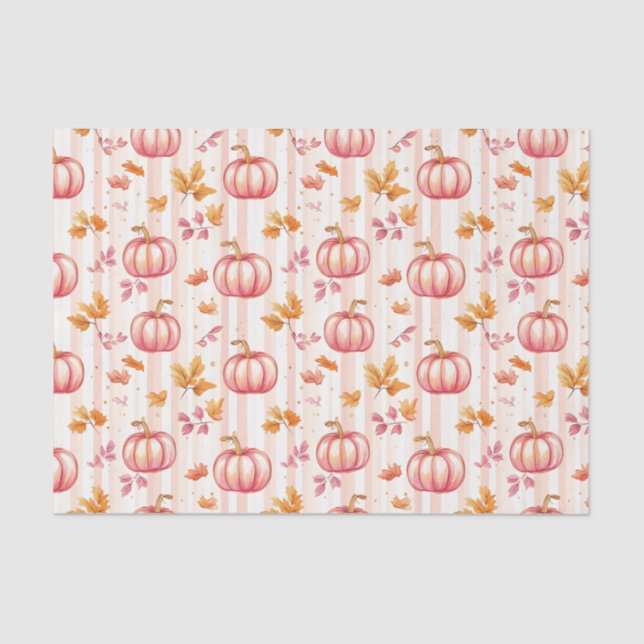 Papel De Seda Autumn Pumpkins and Leaves Fall Pattern Decoupage (Frente )