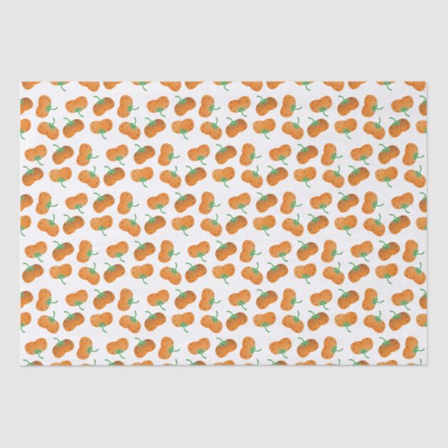 Papel De Seda Autumn Pumpkins Patterno Fall Harvest Orange (Frente )