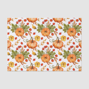 Papel De Seda Autumn Pumpkins, Red Berries e Folhas
