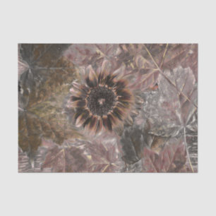 Papel De Seda Autumn Vintage Girassol Cinza Castanho-do-sol Folh