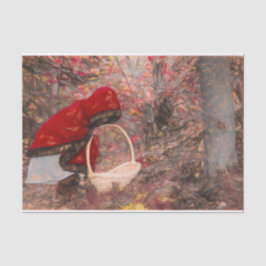 Papel De Seda Autumn Vintage Girl In Red Cape Forest