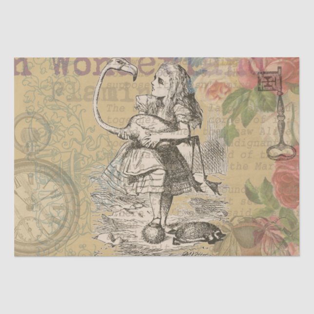 Papel De Seda Aventuras de Alice no País das Maravilhas Flamingo (Frente )