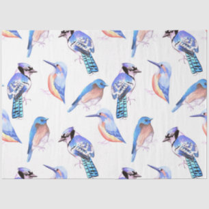 Papel De Seda aves azuis em esquema de cores análogo