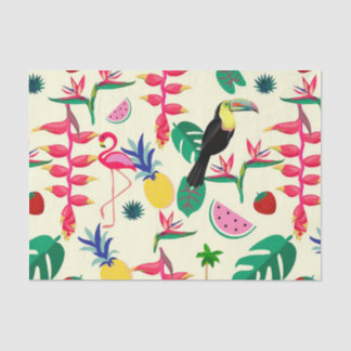 Papel De Seda Aves Botânicas e Frutas