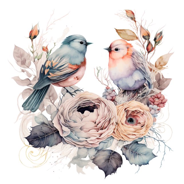 Papel De Seda Aves chiques e flores (Criador carregado)