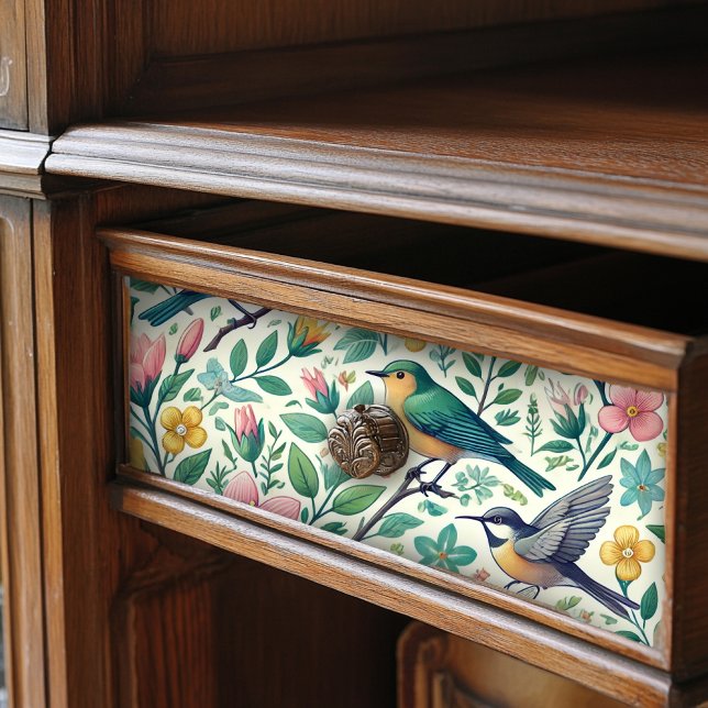 Papel De Seda Aves de Capoeira Whimsical e Padrão Floral (Criador carregado)