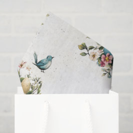 Papel De Seda Aves de Páscoa Aquáticas e Primavera Floral