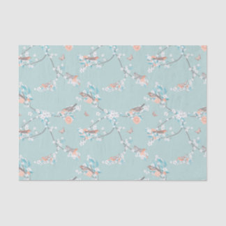 Papel De Seda Aves e Flores