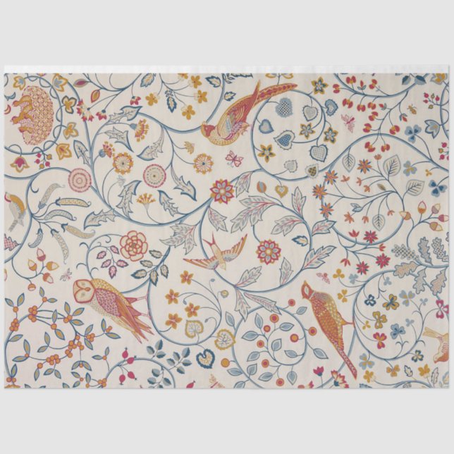 Papel De Seda Aves e Flores, William Morris (Frente )