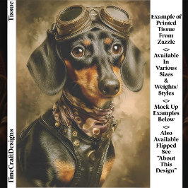 Papel De Seda Aviador Steampunk Cachorro Dachshund EP7R Decoupag