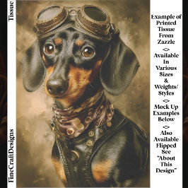 Papel De Seda Aviador Steampunk Dachshund Cachorro Decoupage EP7