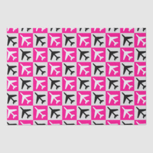 Papel De Seda Avião com Jatos Geométricos Rosa