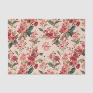 Papel De Seda Azalea - Padrão Floral Vintage Pink - Clássico