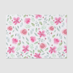 Papel De Seda Azaleas e Rosas de Aquarela