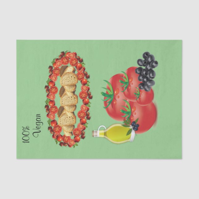 Papel De Seda Azeitonas De Tomate Vegan A 100% (Frente )