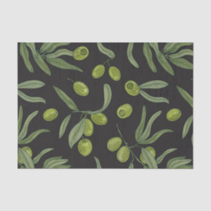 Papel De Seda Azeitonas verdes e folhas