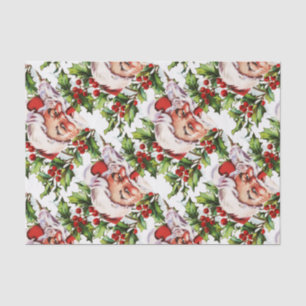 Papel De Seda Azevinho do vintage de Papai Noel elegante
