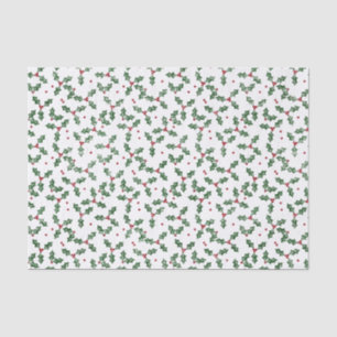 Papel De Seda Azevinho festivo da aguarela do Natal