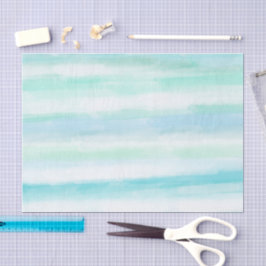 Papel De Seda Azul Água Hortelã Branco Listras Aquarela II