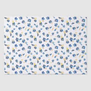 Papel De Seda Azul-aquarela e flor de ouro