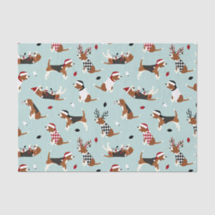 Papel De Seda Azul Beagles Natal