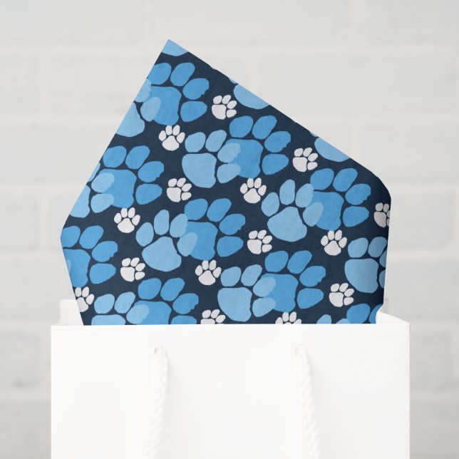 Papel De Seda Azul Bebê Claro & Azul Marinho Pequenas Pegadas (Sacola de presentes)