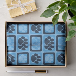 Papel De Seda Azul Bebê Claro e Azul Marinho Impressão de Pata R