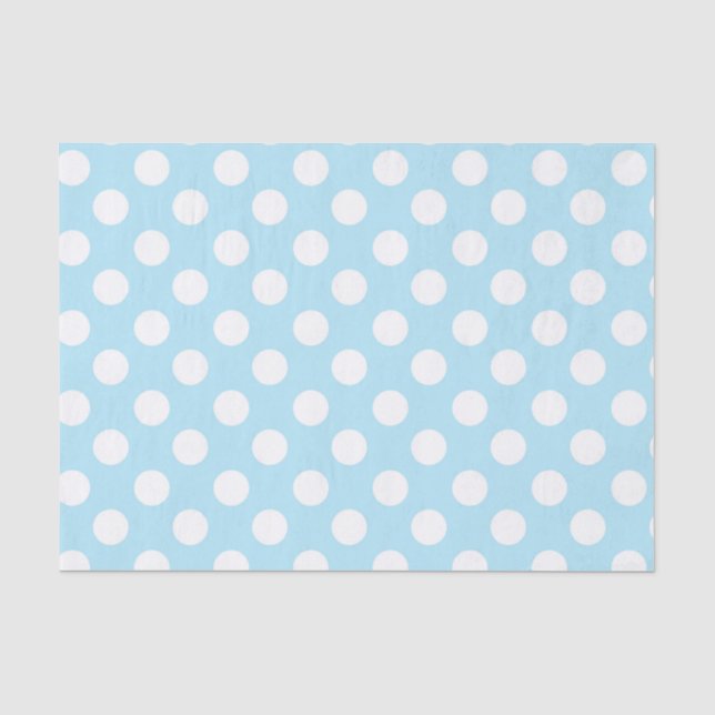 Papel De Seda Azul Bebê Claro & Pontos Brancos (Frente )