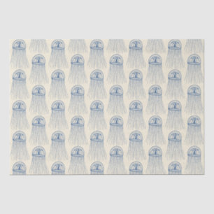 Papel De Seda Azul Beige Marine Life Jellyfish Padrão