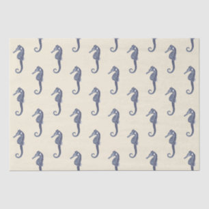 Papel De Seda Azul Beige Marine Life Sea Patterno
