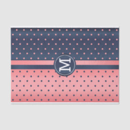 Papel De Seda Azul Bonito e Coral - Monograma