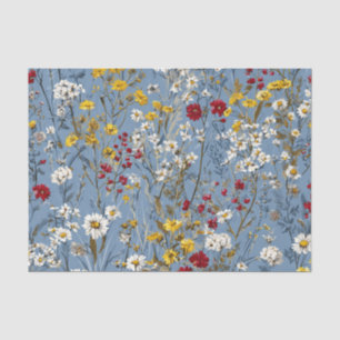 Papel De Seda Azul Branco Amarelo Vermelho Ditsy Pastel Boho Vin