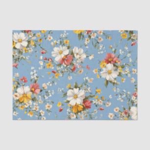 Papel De Seda Azul Branco Amarelo Vermelho Ditsy Pastel Boho Vin