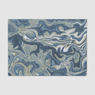 Papel De Seda Azul Branco Dourado Chic Swirl Casamento Moderno