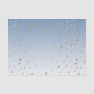Papel De Seda Azul Branco Dourado Estrelas Aniversário