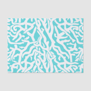 Papel De Seda Azul branco náutico do teste padrão do recife de