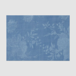 Papel De Seda Azul Brilhante no Padrão Floral Azul