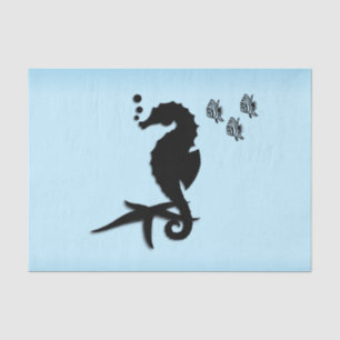 Papel De Seda Azul Cavalo do Mar
