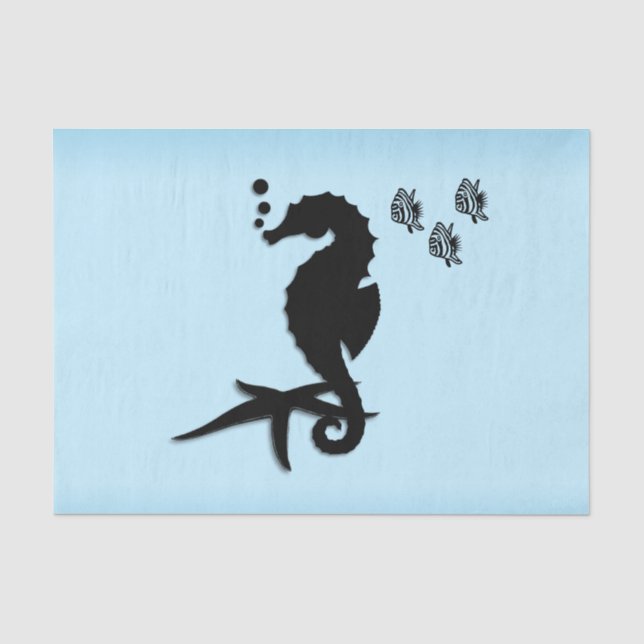 Papel De Seda Azul Cavalo do Mar (Frente )