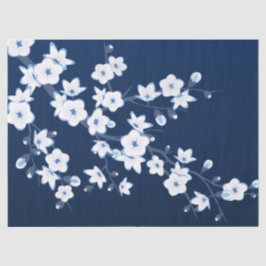 Papel De Seda Azul-cereja-flor-branco